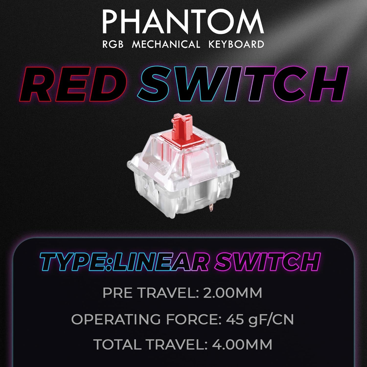 Phantom 87 Key RGB Mechanical Gaming Keyboard | Outemu Red Switch | 16.8M Color LED Lighting | 18 Pre-Set | Low Latency | N-Key Rollover | Software Customizable Keys | Wired USB Connection