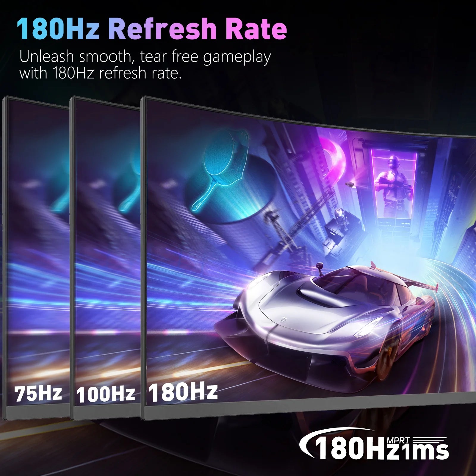 24 Inch Curved Gaming Monitor 180Hz 1Ms FHD 1080P | HDMI DP Freesync Eye Care