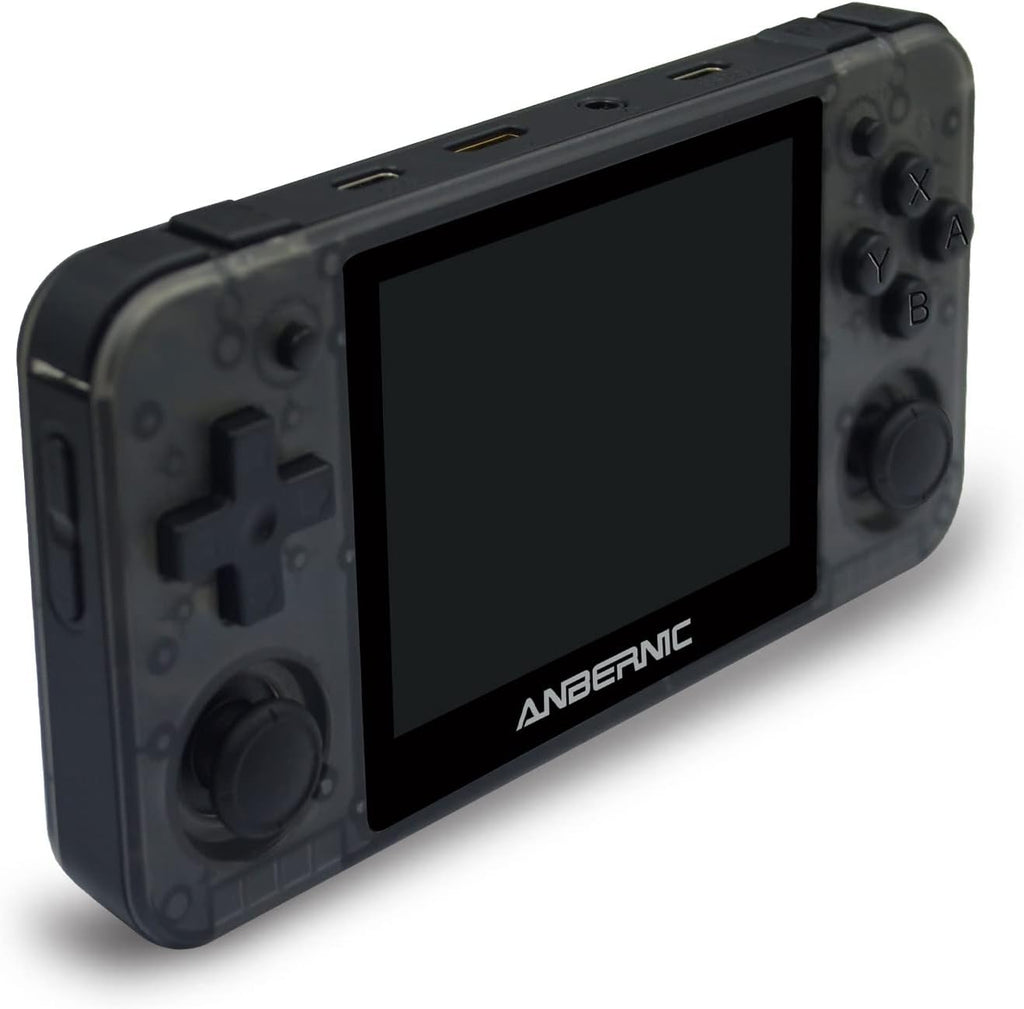 RG350P Handheld Game Console,Plug & Play Video Games with 32G TF Card 2500 Classic Games, Portable Game Console 3.5 Inch HD Screen Supports HDMI Output, Black Transparent