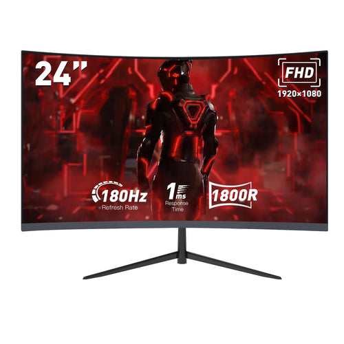 24 Inch Curved Gaming Monitor 180Hz 1Ms FHD 1080P | HDMI DP Freesync Eye Care